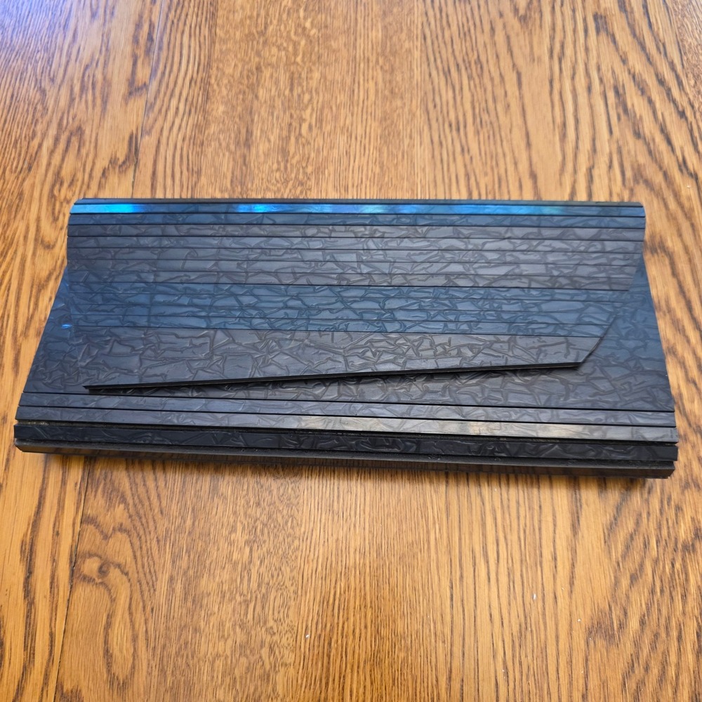 Lovestitch Black Acrylic Slatted Roll Top Clutch Bag Marbled Textured Posh Retro